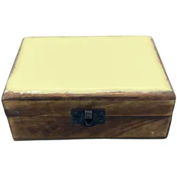 Medium Ceramic Glazed Wood Box - 15x10x6cm - Concrete