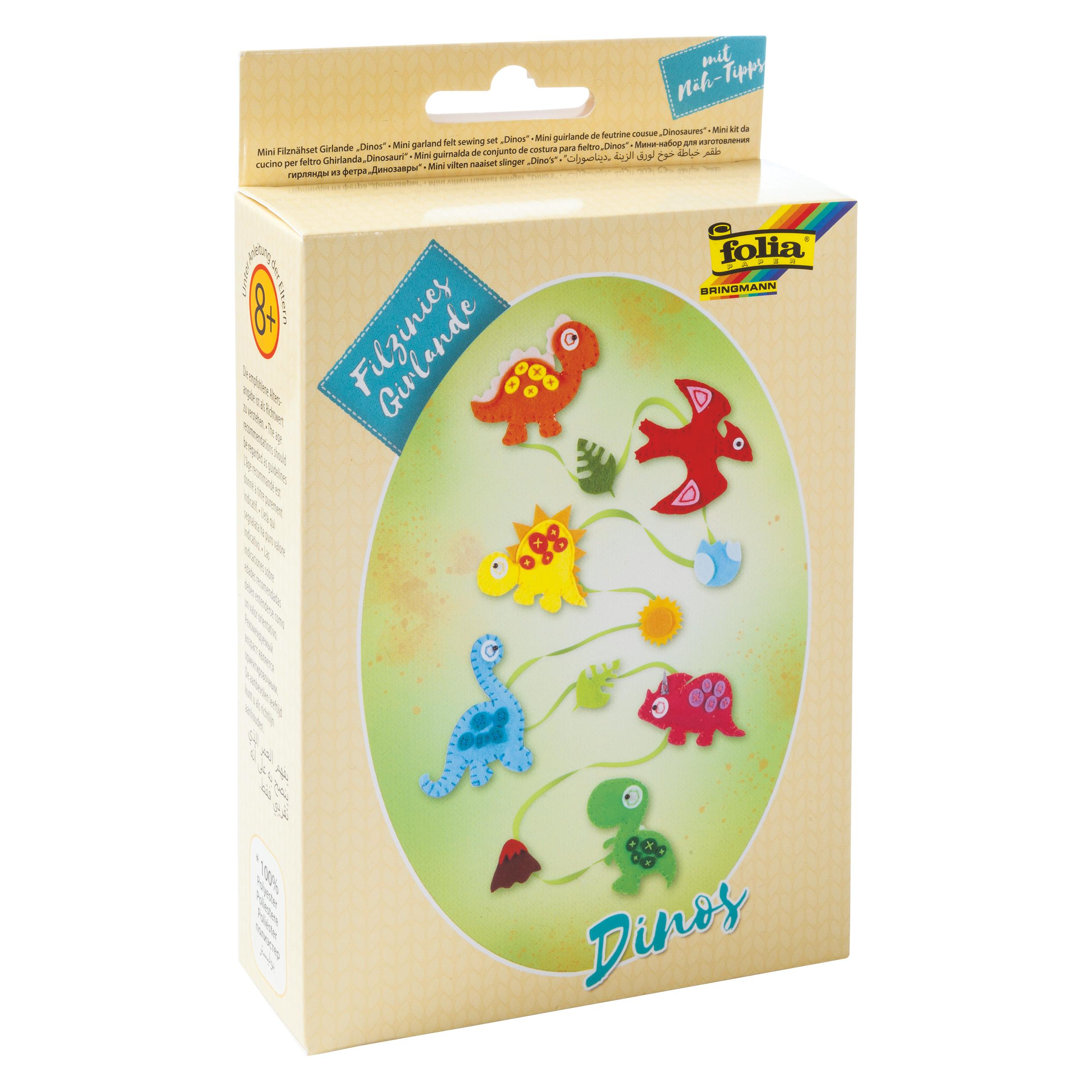 Magni 52932 - Mini Filz Nähset für Kinder-Filzinies Girlande, Dinos - Filznähset zur Herstellung ein (52932)