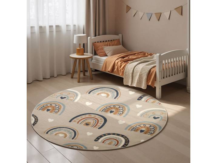 Kinderteppich HANSE HOME Bowie , beige multifarben, H:10mm Ø:160cm, Polypropylen, Teppiche, Kinderteppich, Pflegeleicht, Weich, Kinderzimmer, Spielteppich, Spielunterlage