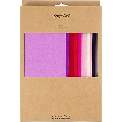Creativ Company Bastelfilz, A4, Blatt 210x297 mm, Dicke 2 mm, Harmonie in Lila-Pink, 10 Stk