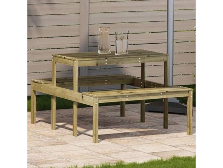 HFUDPOF Picknicktisch 110x134x75 cm aus Kiefernholz, Imprägniert für Garten Massives Kiefernholz, kesseldruckimprägniert, Latten-Design, wetterbeständig, robuste Tischplatte