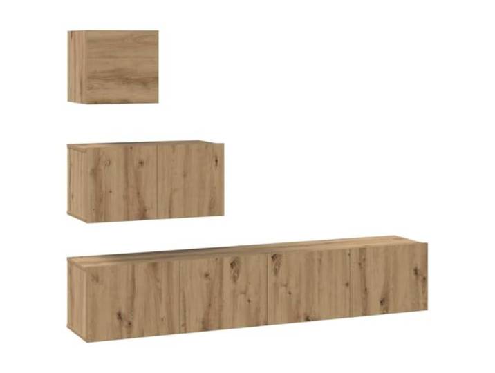 GKHPYURE TV-Möbel-Set, 4 Stück, Eiche handgefertigt, Holz, mehrschichtig Wandmontage, Scharniertüren, vielseitige Regale, 240 kg Kapazität