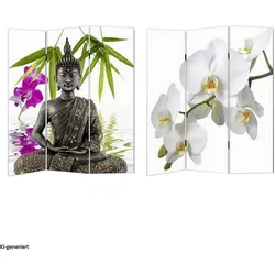 HTI-Line, Paravent + Raumteiler, Paravent Buddha (120 x 170 cm)