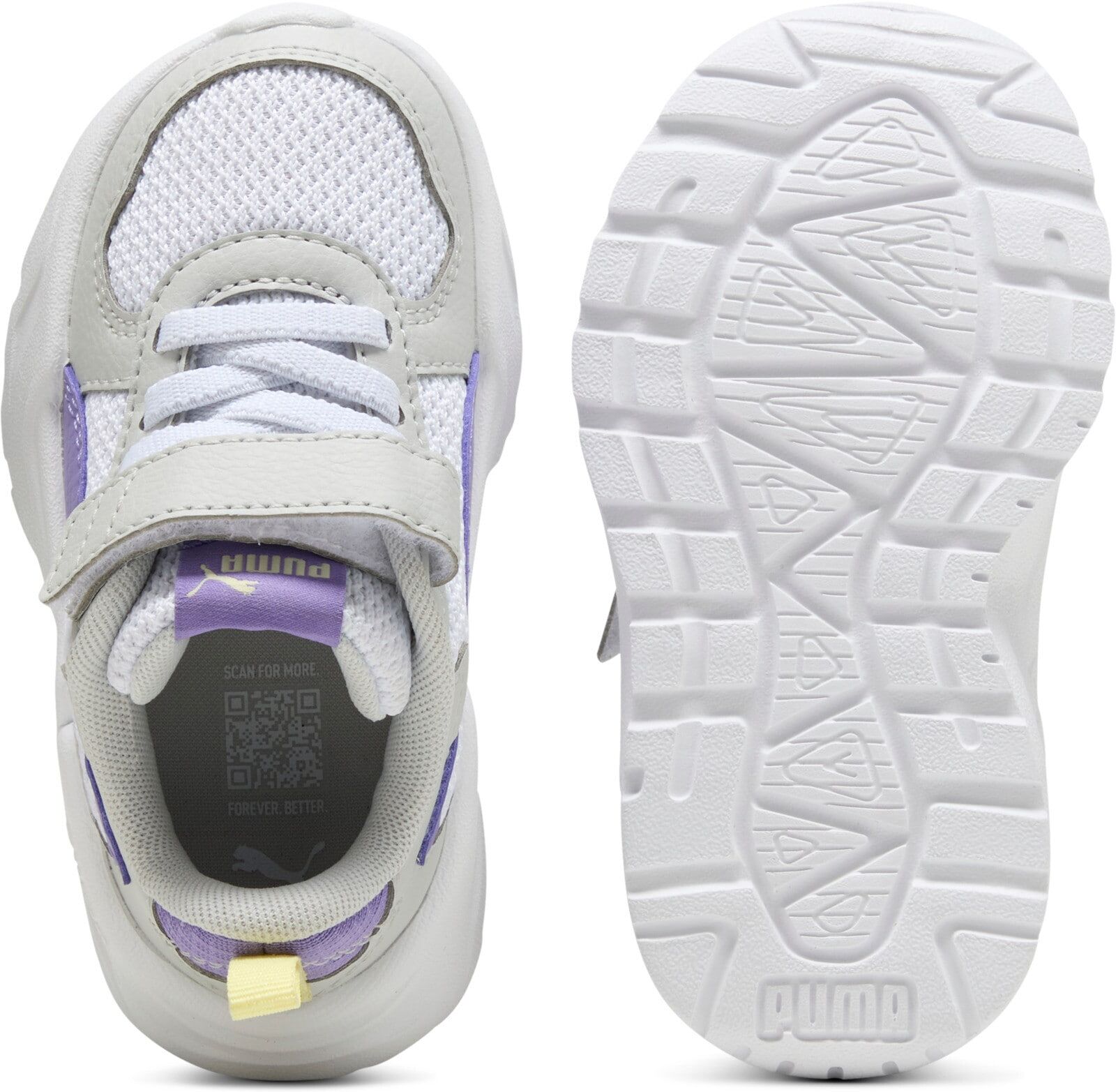 Sneaker PUMA "TRINITY LITE AC+ INF", Jungen, Gr. 20, Textil, weiss (puma weiß, lavender alert, glacial gray), Schuhe Sneaker, für Kinder puma weiß, lavender alert, glacial gray 20, Textil