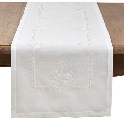 Saro Lifestyle Embroidered Runner With Fleur-de-Lis Design