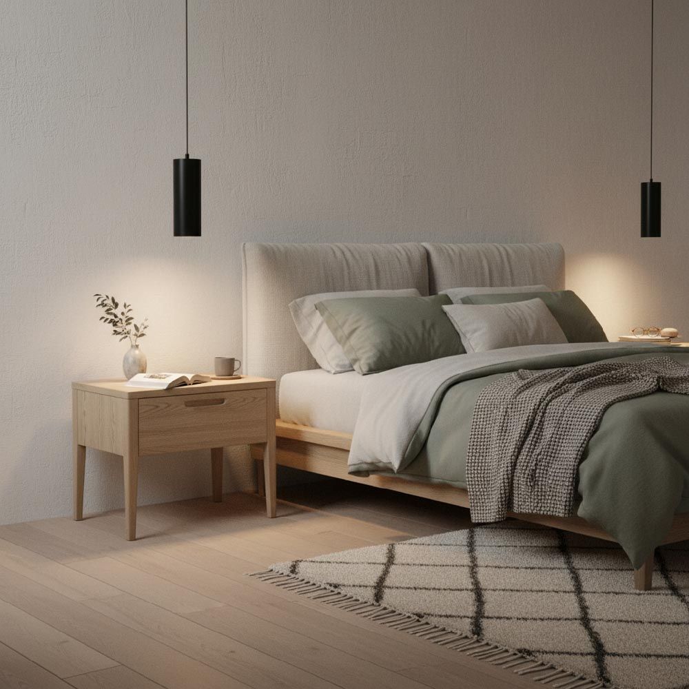 LUSENZ Pendelleuchte Erdena nero – GU10-Fassung – Minimalistisches Design – Licht, das zu schweben scheint – IP20 für den Innenbereich
