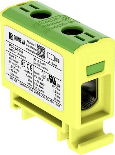 Ouneva Group VC05-0047 Verteilerblock Schrauben Gelb-Grün 1St.