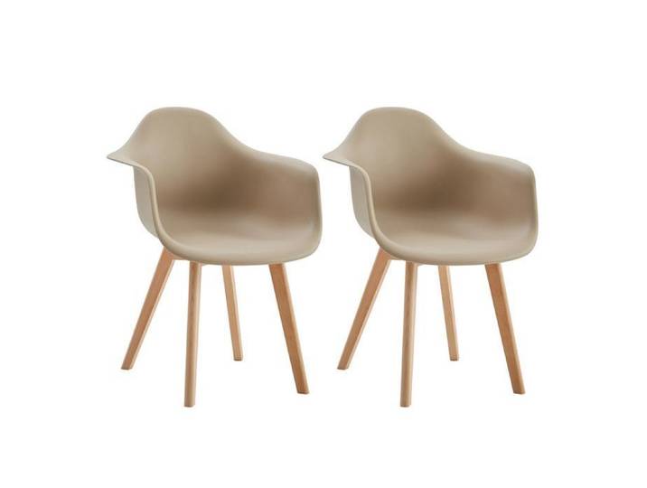 Chaises DOWISDOLY - chaises scandinave - pieds en plastique et bois - beige(Lot de 2)