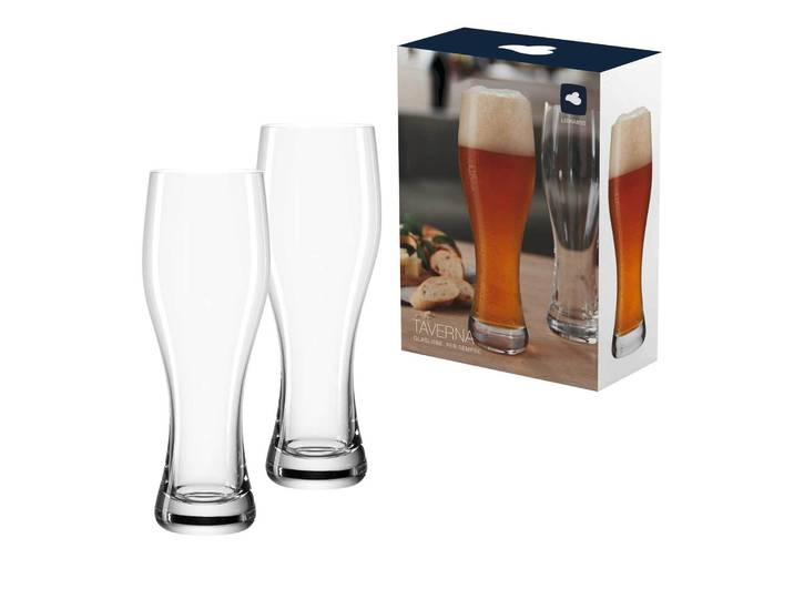 Bierglas LEONARDO Weizenbiergläser Taverna 330 ml 2er Set transparent , bunt (transparent), Glas, Trinkgefäße, Bierglas
