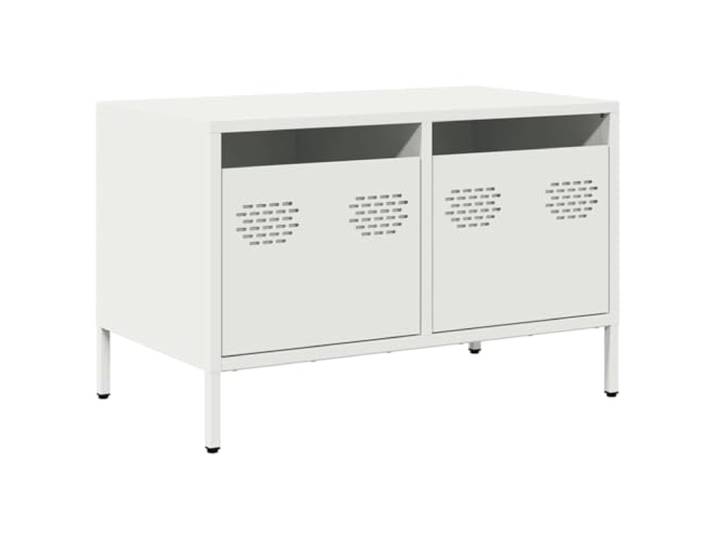 hliofuir TV-Schrank Weiß 68x39x43,5 cm Fernsehtisch Metall 2 Schubladen Industrie Lowboard aus kaltgewalztem Stahl für Wohnzimmer und Schlafzimmer mit verstellbaren Stellfüßen für Stabilität.
