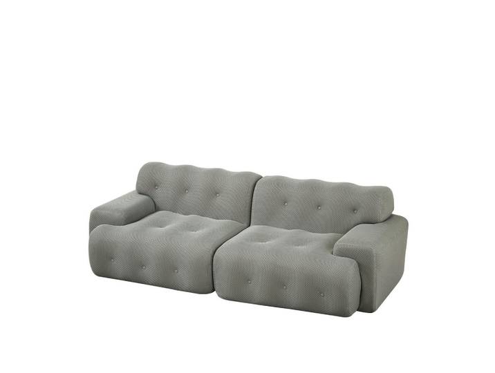 ComfortXL 2-Sitzer-Sofa De-35265 mit Knopfverzierung Grau, 104x66x224 cm, Wohnzimmer, Sofas & Couches, Sofas, 2-Sitzer Sofas