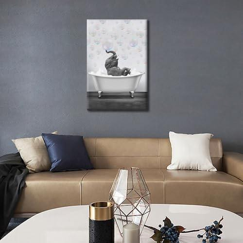 Canvas Wandkunst met Olifant in Badkuip voor volwassenen