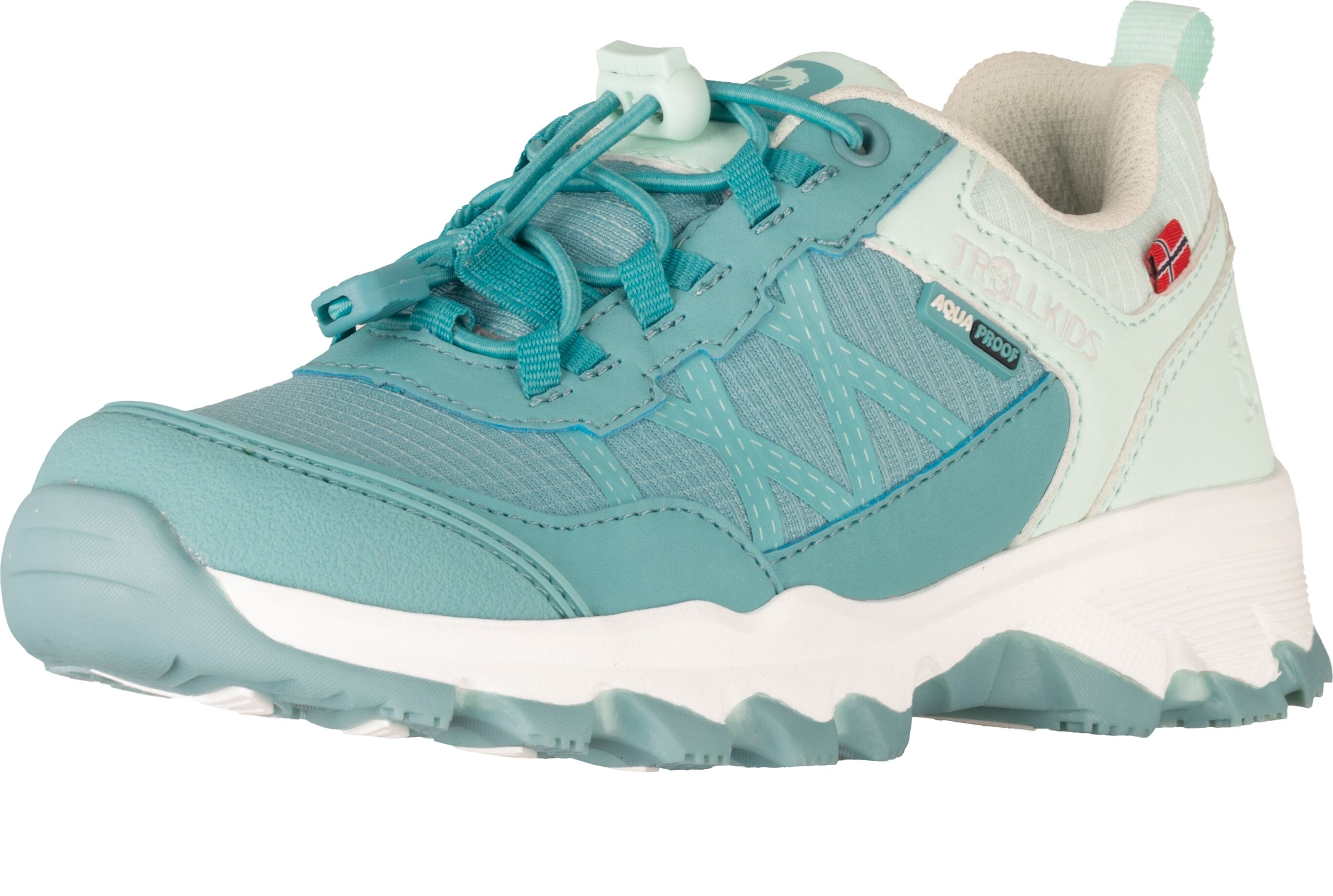 Outdoorschuh TROLLKIDS "Kids Trolltunga Hiker Low XT", Kinder, Gr. 35, Mesh, blau (aqua haze, aqua marble), Synthetik, Textil, Schuhe Outdoorschuh, wasserdicht aqua haze, aqua marble 35, Mesh