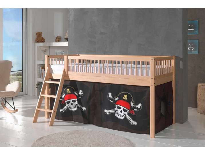 Massives Hochbett Forrest - Pirat 90 x 200cm Holz/Braun