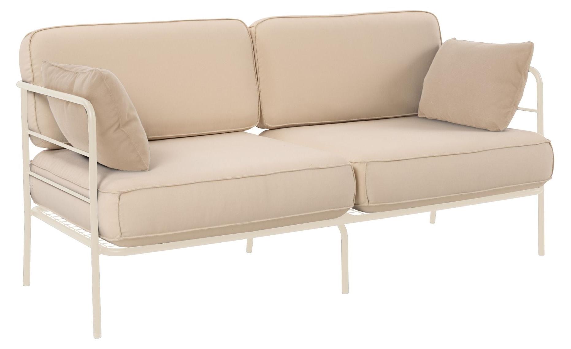 Selsey Preggel - Garten-Sofa 2-Sitzer, 156 cm, wasserabweisend, beige/cremefarbenes Gestell