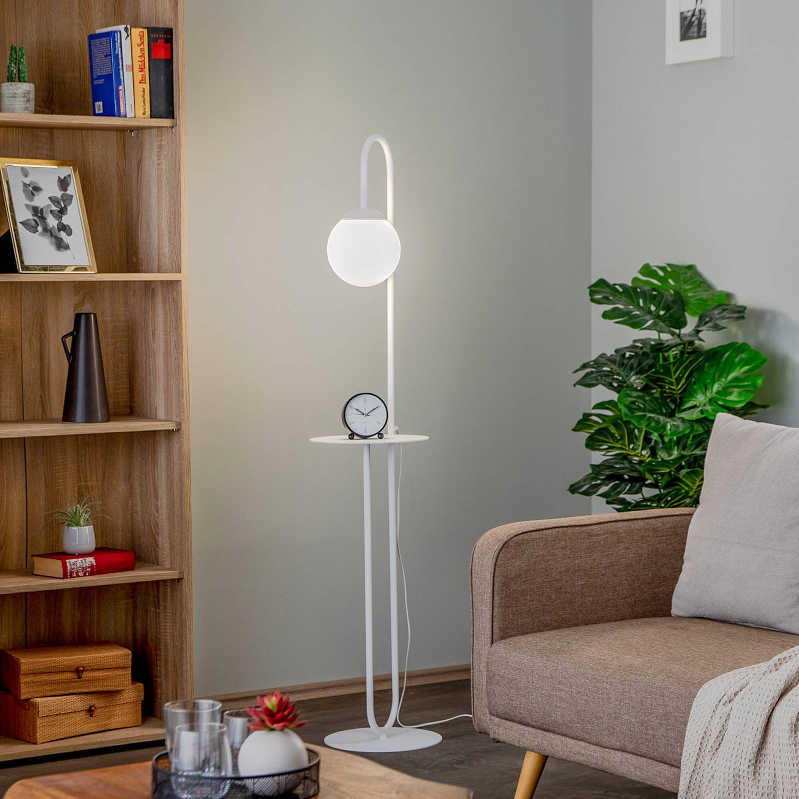 Stehlampe Bari EMIBIG LIGHTING, weiß / opal, für Wohn- / Esszimmer, Metall, Stehlampe