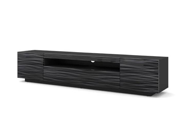 Homlando TV-Schrank Aura Schwarz Sahara 200x37x42 cm, MDF Platte, Hängend oder Stehen,Universal Fernsehschrank, Lowboard mit Stauraum, Kabelöffnung, Wohnzimmer (Schwarz Sahara)