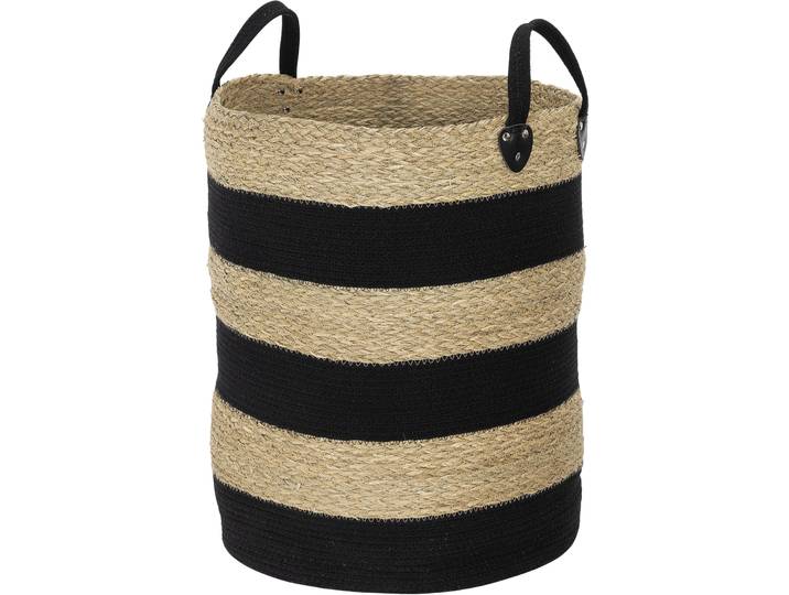 Wäschekorb Polly natur/schwarz Jute/Baumwolle D 40 cm - Wäschekorb