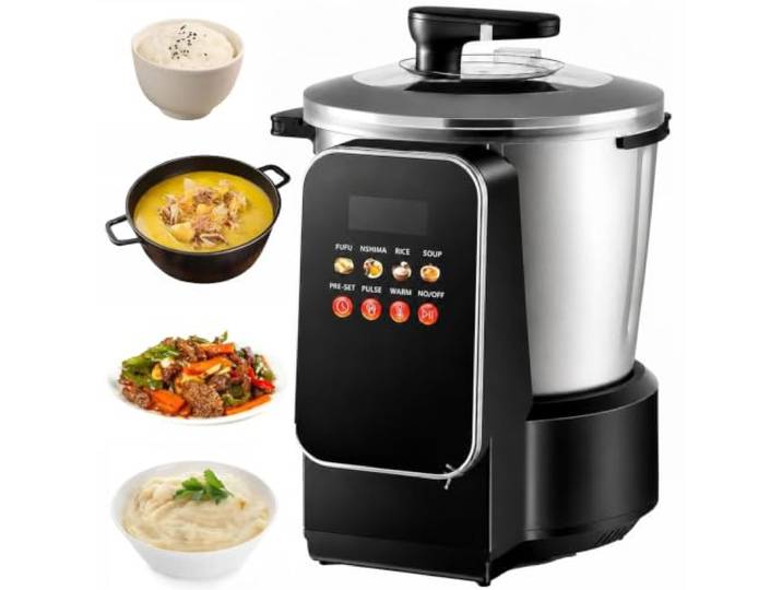 Vollornor 900 W elektrischer Schwalben-Maker mit 8 l Antihaft-Topf 8L große Kapazität Fufu-Maschine mit LED-Touchscreen & Timer, Antihaft-Edelstahl, für Nshima, Suppe, Banku, Amala