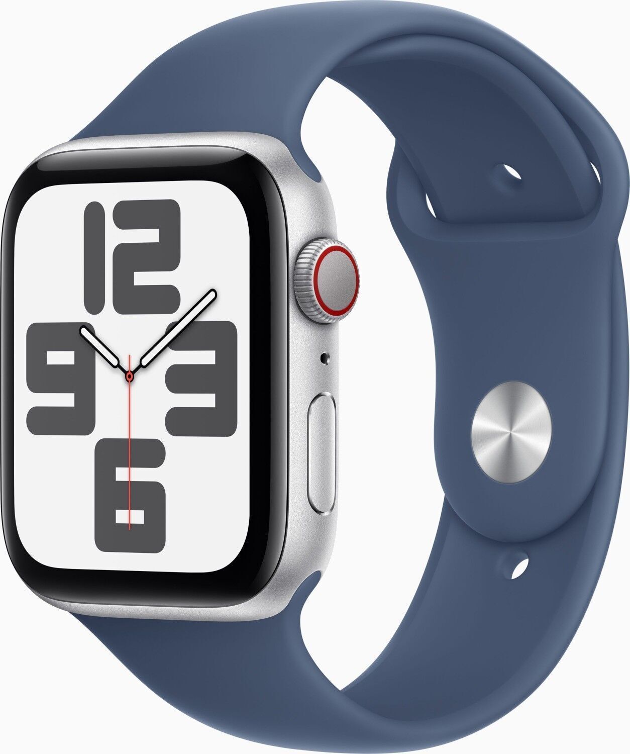 Apple Watch SE 44 mm (2022)   GPS + Cellular   Silver   Denim Sport Band M/L - Refurbished