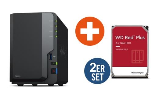 Synology Diskstation DS223 NAS System 2-Bay inkl. 2x 4TB WD Red Plus WD40EFZZ DS223 +2x WD40EFZZ