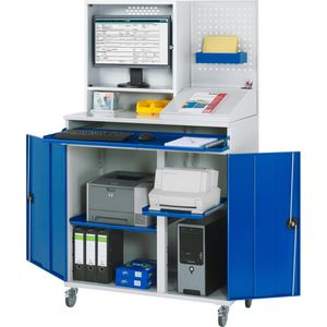 Rau Rau Computerschrank Modell 67, lichtg / blau, aus Metall, für Industrie, abschließbar, fahrbar