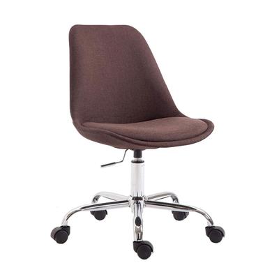 Décoshop26 - Bürostuhl/Arbeitshocker auf Rollen höhenverstellbar brauner Stoffbezug und verchromtes Metall 10_0002685 10_0002685