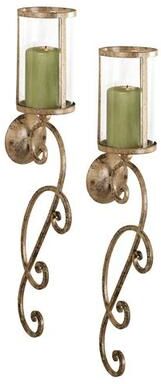 Touch of Class Nico Hurricane Wall Sconce Pair Antique Gold, Pair, Antique Gold
