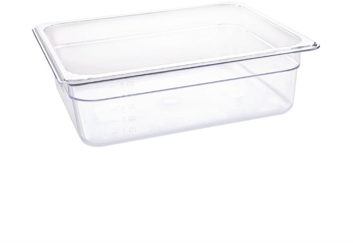Vogue Gastronorm Container 1/2 GN, 6 liter, Transparant, 100 mm diep