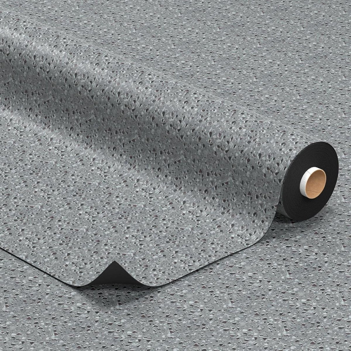 PVC vloerbedekking Terrazzo grijs - Waterbestendige vinyl vloerbedekking - Breedte: 140 cm
