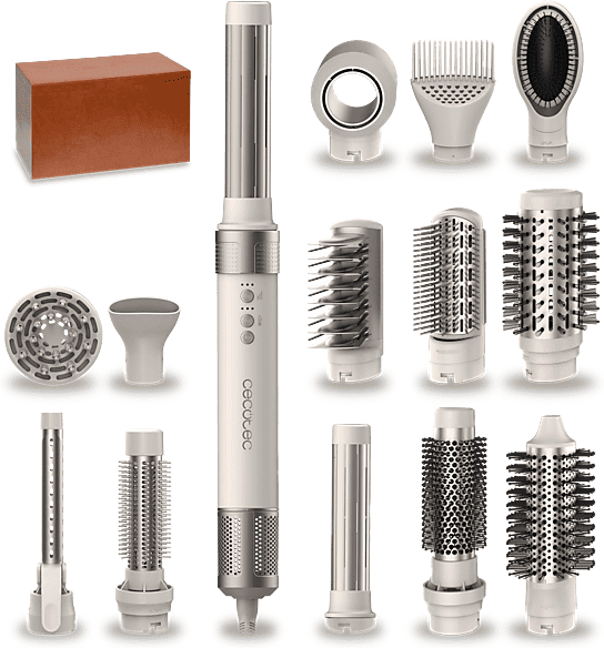 REACONDICIONADO Seminuevo Muy bueno Moldeador - Cecotec Bamba CeramicCare 14in1 AirGlam Champagne, Tecnología Coanda, Cabezales cerámica y keratina