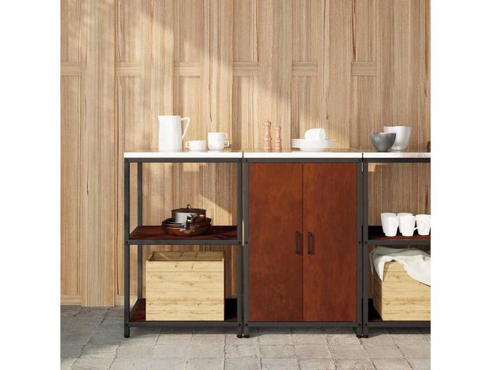 vidaXL Sideboard, Aufbewahrungsset für die Küche 2 pcs Rostig Wetterfeststahl