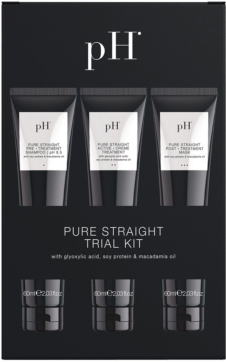 180ml pH Pure Straight Trial Kit (Shampoo 60ml + Treatment 60ml + Mask 60ml)