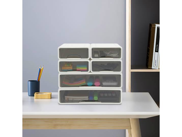 Organisateur de tiroir de table empilable, boîte de rangement de bureau, 6 organisateurs de rangement indépendants pour la maison et le bureau