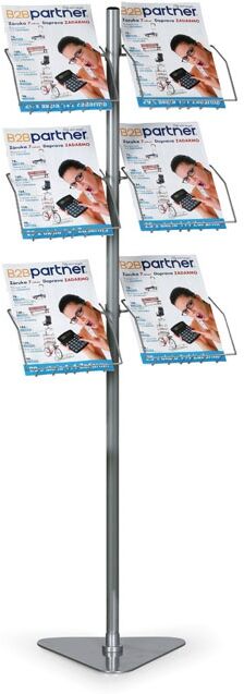 B2B Partner Ständer für Flugblattentnahme 6xA4, Drahtkorb, silbergrau