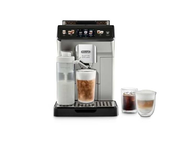 De'Longhi Eletta Explore Cold Brew ECAM450.65.S\, Machine à Café Barista avec LatteCrema Chaud/Froid\, Machine à Espresso\, Machine Automatique à Grains de Café\, Extraction Froide\, Écran Tactile\, Argent