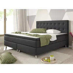 IHG Boxspringbett Köln 180x200 Webstoff Anthrazit