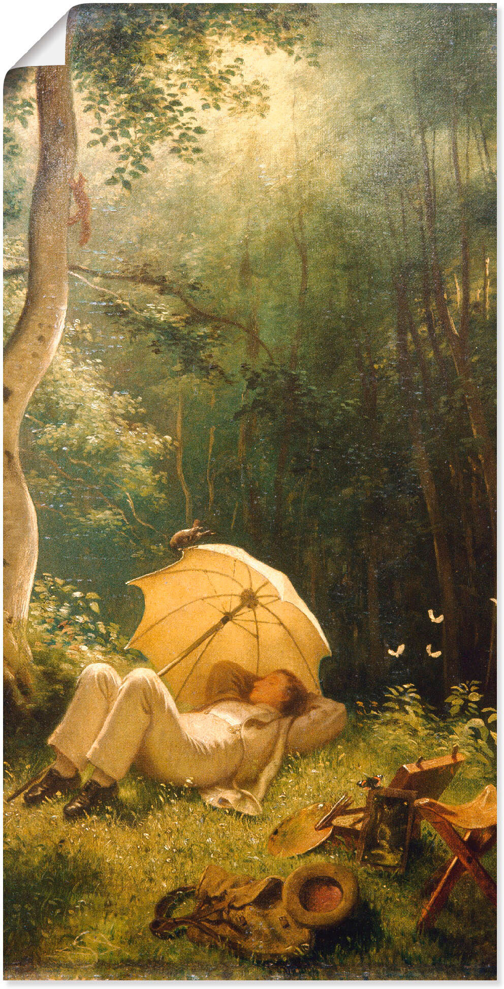 Poster ARTLAND "Der Maler (Rast im Walde)", grün (farbe bild(er): grün), B:30cm H:60cm, Bilder, Poster, ohne Rahmen farbe bild(er): grün B/H/T: 30cm x 60cm, Poster Mann Hochformat, 1 Stk.