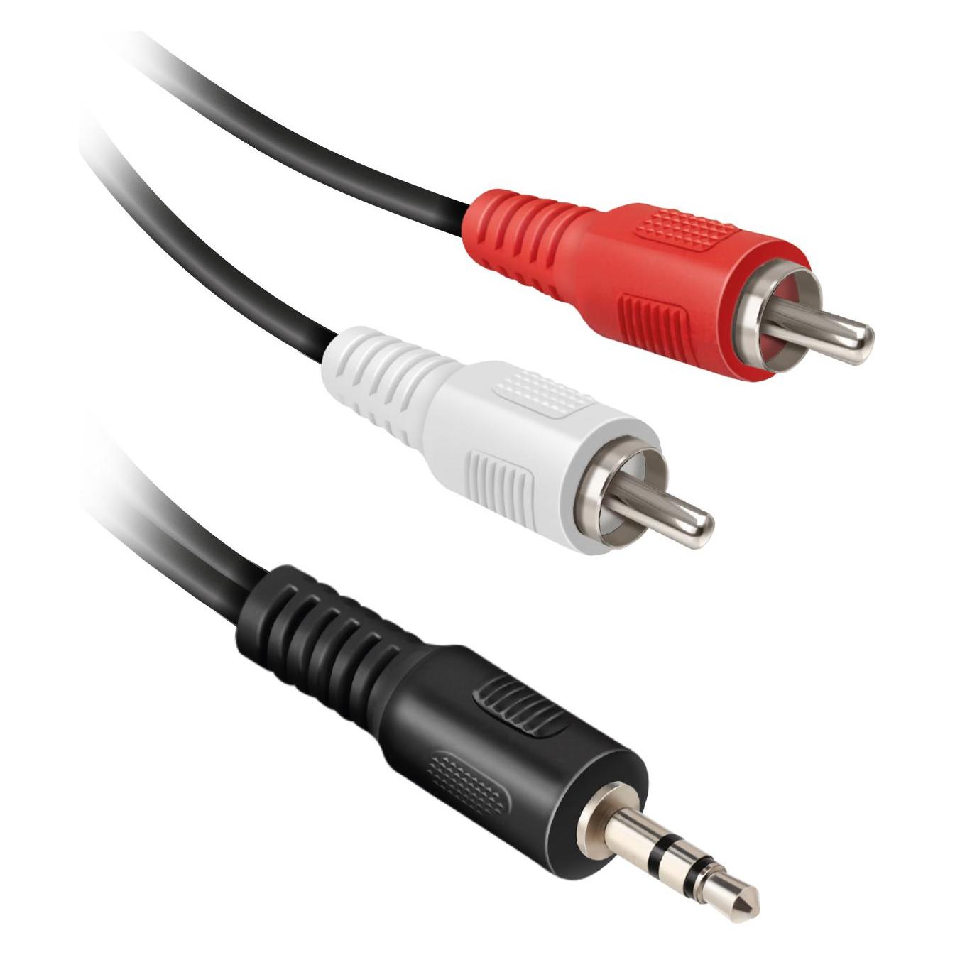 Ekon Audio cable with a 3.5mm jack and two male RCA connectors (3 m, AUX Kabel, Cinch Kabel) (ECAJACK2RCA30MMK)