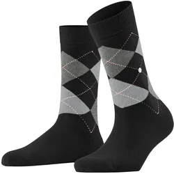 Burlington Damen Socken - Queen, Kurzstrümpfe, Baumwolle, Rautenmuster, Logoemblem Schwarz/Grau/Rosa / 36-41
