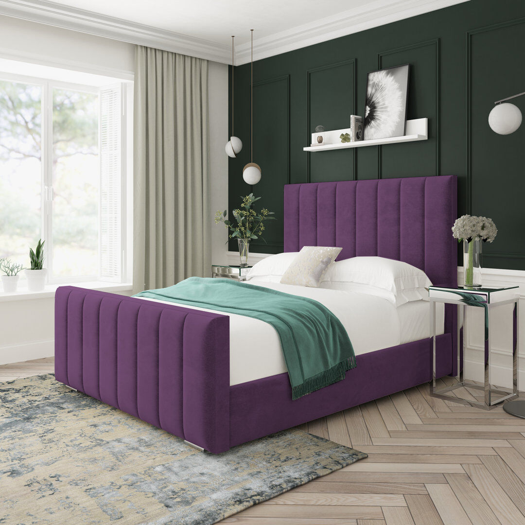 Lark Manor Upholstered Platform Bed Purple Double (4'6)