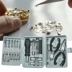 Feinmechaniker-Set 26-teilig - Für Uhren, Brillen & Elektronik Reparaturen - Chrom-Vanadium-Stahl Bits, Pinzette, Seitenschneider, Zange, Transportkoffer