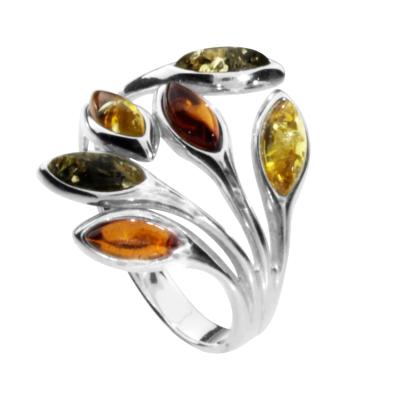 Fingerring OSTSEE-SCHMUCK "- Elena - Silber 925/000 - Bernstein" Gr. 62, silber (silber 925, silberfarben, weiß), Fingerringe, Damen, 62, Fingerring