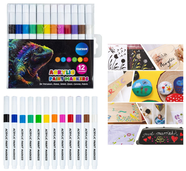 Centrum 12 acrylverf markers 89789 - Acrylverf stiften voor diverse oppervlakken
