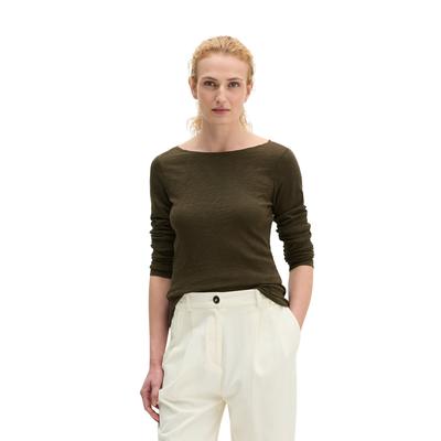 Langarmshirt MARC O'POLO "aus Organic Cotton-Qualität", Damen, Gr. S, mossy earth, Obermaterial: 100% Baumwolle, unifarben, Basic, regular fit, U-Boot-Ausschnitt, normaler Saum, Shirts Langarmshirt