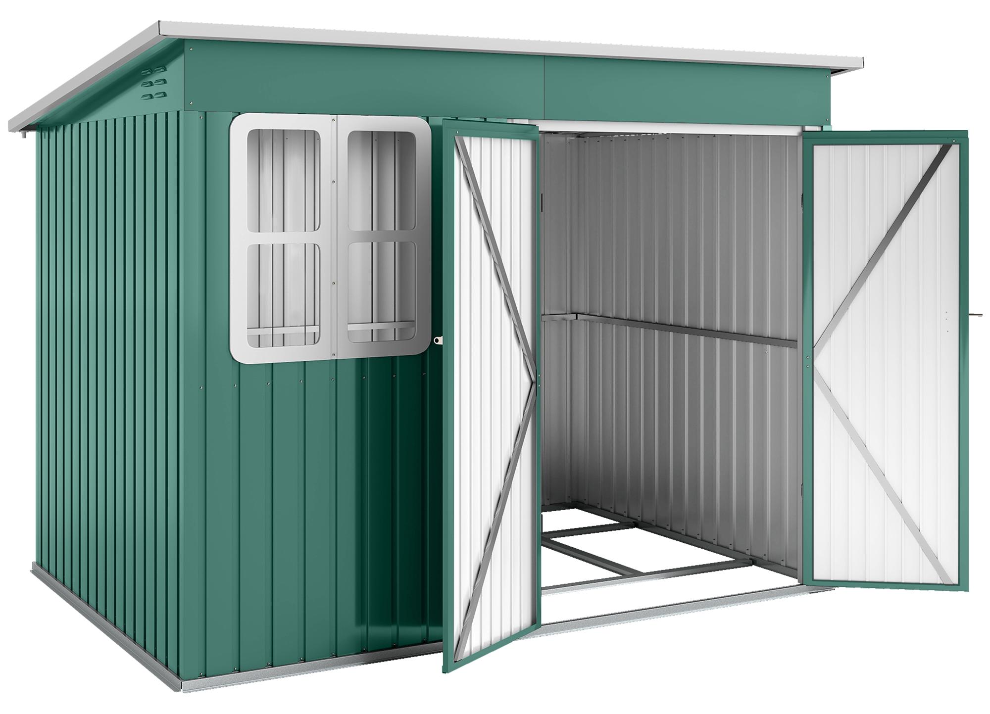 Outsunny Metall Gerätehaus 4,13 m² Geräteschuppen mit Fenster Pultdach Grün