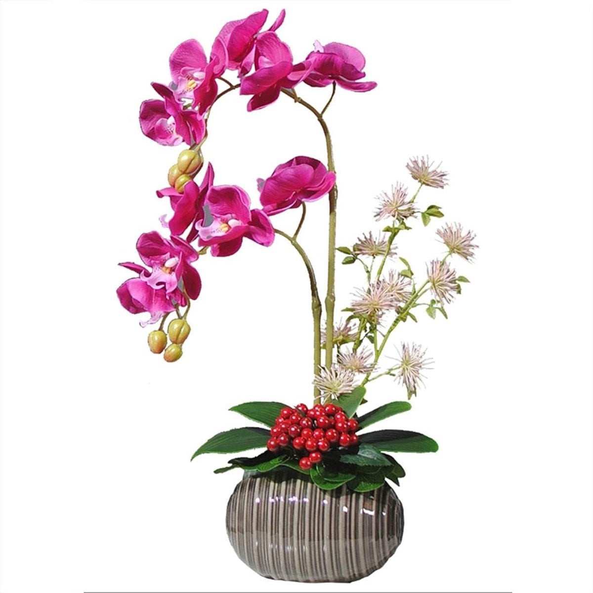 Wit Kunst Orchidee Arrangement in Vaas - 53 cm Hoog