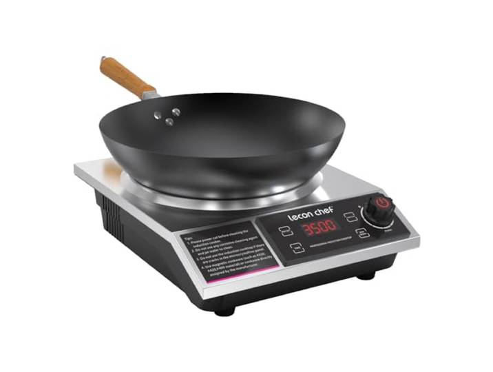 Lecon Chef Induktionskochplatte mit Wok induktion 3500W Einzel Kochplatten 60 KG Tragkraft, Timer und Voreinstellung, 11 Temperatur- und Leistungsstufeneinstellungen