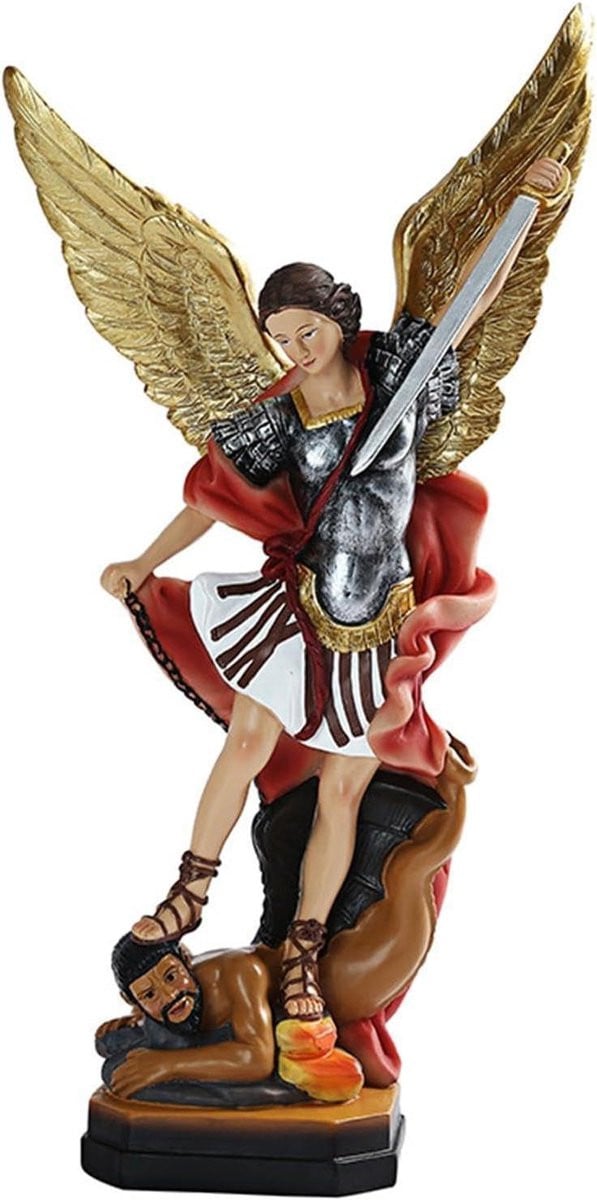 Met de hand beschilderd Aartsengel Michaël beeld - Engel sculptuur voor kerstdecoratie