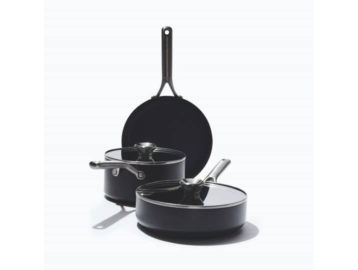 Topf-Set OXO GOOD GRIPS Ceramic Professional Antihaft 5-teiliges Starter-Set , silberfarben, schwarz, Töpfe, Induktionsgeeignet, ofenfest bis 200 C — gemacht für präzises Kochen